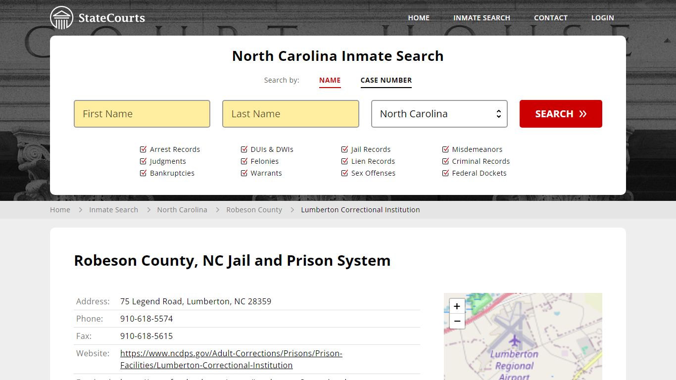 Robeson County, NC Jail and Prison System - State Courts